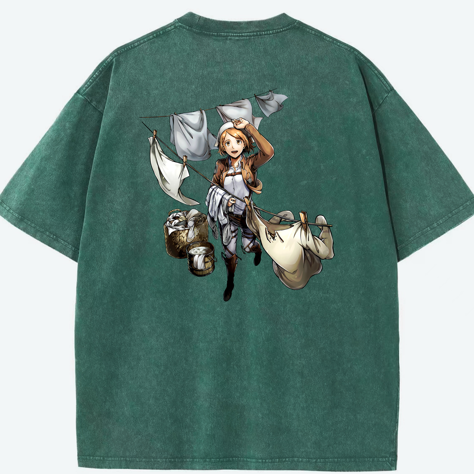 （画像用） 進撃の巨人 ペトラ·ラル Attack on Titan Petra Rall 綿100% ヴィンテージ風 半袖Tシャツ（背面プリント）